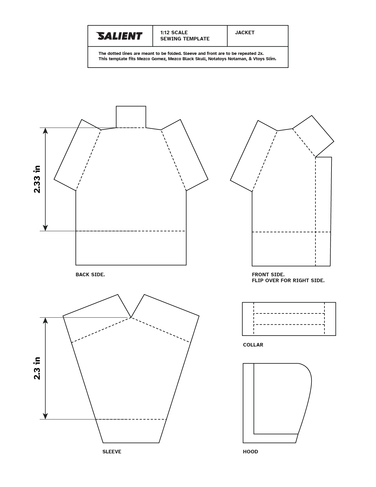 1/12 SCALE SOFT GOODS TEMPLATE