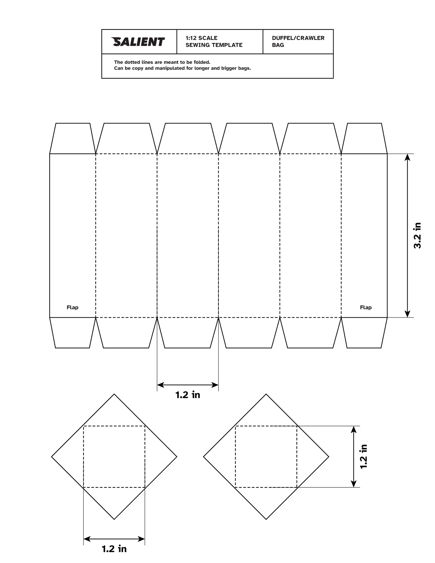 1/12 SCALE SOFT GOODS TEMPLATE: BAG EDITION