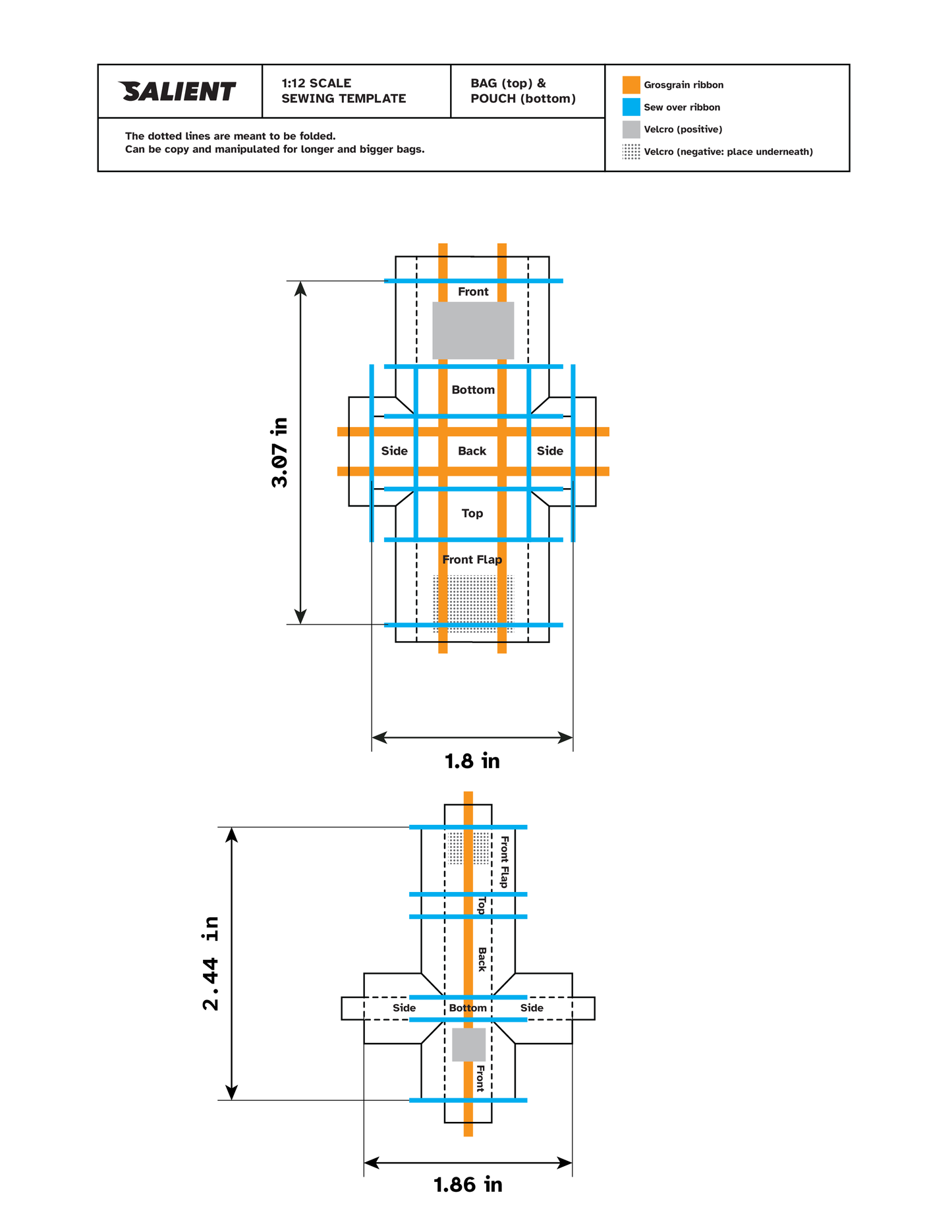 1/12 SCALE SOFT GOODS TEMPLATE: BAG EDITION